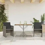 3-tlg. Bistro-set Mit Kissen Grau Poly Rattan Vidaxl