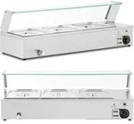 Bain Marie Warmhaltebeh&auml;lter Speisenw&auml;rmer Ablasshahn 2000 W 3 Gn 1/2