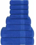 8-tlg. Handtuch-set Blau 360 G/m2 100% Baumwolle Vidaxl