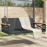 H&auml;ngebank Schwarz 109x62x40 Cm Poly Rattan Vidaxl
