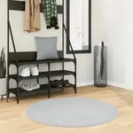 Vidaxl Kurzfloriger, Weicher Und Waschbarer Teppich Huarte Grau &Oslash; 100 Cm