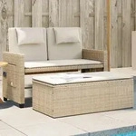Gartenbank Verstellbar Mit Kissen Beige Poly Rattan - Vidaxl