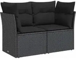 Gartensofa Mit Kissen 2-sitzer Schwarz Poly Rattan - Vidaxl