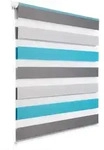 Doppelrollo Weiss+grau+t&uuml;rkis 90x150cm - Woltu