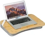 Relaxdays Laptopkissen, Bambus, Memory Foam Kissen, Bxt: 51 X 36 Cm, Tragegriff,