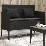 Vidaxl - Gartenbank Mit Kissen Schwarz Poly Rattan