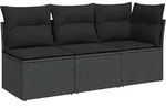 Gartensofa Mit Kissen 3-sitzer Schwarz Poly Rattan Vidaxl