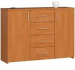 Akord - Kommode K45 Erle 110 Cm 2 T&uuml;ren 4 Schubladen 4 Ebenen B110 X H80 X T35 Cm