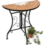 Tisch Halbrund Konsolentisch Wandtisch 120041 Beistelltisch Metall Mosaik 70 Cm -