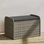 Teenpull &ndash; Sitzbank Mit Stauraum & Kissen Grau 80x51x52 Cm Poly Rattan