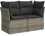 Gartensofa 2-sitzer Mit Kissen Grau Poly Rattan - Vidaxl