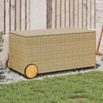 Gartentruhe Mit Rollen Beige 190l Poly Rattan - Vidaxl