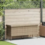 Gartentruhe Mit Rollen Beige 160x55x75 Cm Poly Rattan - Vidaxl