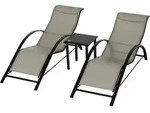 Outsunny Gartenliege Set Metall Mesh 3-tlg. Sonnenliege Mit Teetisch Gartengarnitur