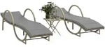 Sonnenliegen 2 Stk. Mit Tisch Beige Poly Rattan Vidaxl