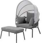 Leco Gartensessel Mit Sonnendach Und Fu&szlig;hocker "clara", Anthrazit