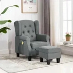 Massagesessel Mit Hocker Hellgrau Stoff - Vidaxl