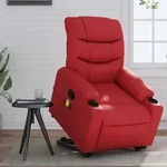 Massagesessel Mit Aufstehhilfe Rot Kunstleder Vidaxl