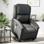 Vidaxl - Massagesessel Mit Aufstehhilfe Schwarz Echtleder