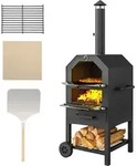 Outsunny 2-in-1 Pizzaofen Outdoor Mit Rollen Grillofen Mit Schutzh&uuml;lle...