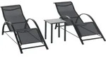 Outsunny Gartenliege Set Metall Mesh 3-tlg. Sonnenliege Mit Teetisch Gartengarnitur