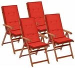 Vidaxl - Gartenstuhlauflagen F&uuml;r Hochlehner 4 Stk. Rot 120x50x3 Cm Stoff