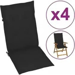 Gartenstuhlauflagen F&uuml;r Hochlehner 4 Stk. Schwarz 120x50x3 Cm Vidaxl