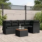 6-tlg. Garten-sofagarnitur Mit Kissen Schwarz Poly Rattan - Vidaxl
