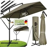 Tillvex&reg; Alu Sonnenschirm Rechteckig &Oslash; 330 Cm Braun + Abdeckung Mit Kurbel 