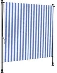 Au&szlig;enrollo Blau Und Wei&szlig; 150x270 Cm Stoff Und Stahl - Vidaxl