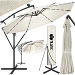 Alu Ampelschirm Beige Led Solar &Oslash; 300 Cm Mit Kurbel Sonnenschirm Mit An-/ausschalter