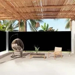 Seitenmarkise Ausziehbar Schwarz 200x1000 Cm - Vidaxl