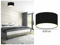 Moderne Deckenlampe, Stoff schwarz/Abdeckung satiniert, ø 20 cm, ceiling dream