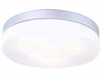 Design Außen Beleuchtung Decken Lampe Glas opal rund alu silber metallic IP44