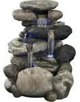 K&ouml;hko Springbrunnen Kieselstein Gartenbrunnen In Naturstein-optik Mit 4x Led