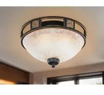 Trio Lighting - Rustikale Deckenleuchte Quinta Rostfarbig Mit Glasschirm Alabaster,