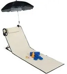Relaxdays - Strandmatte, Gepolsterte Strandliege Xxl Mit Sonnenschirm, 3-stufig