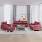 4-tlg. Sofagarnitur Mit Kissen Weinrot Stoff Vidaxl