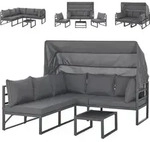 Maui Gartenm&ouml;bel-lounge-set Outdoor-sofa Strandkorb-sonneninsel Stahl Grau - Svita