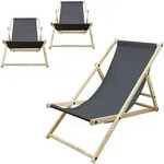 Ecd Germany 3er Set Liegestuhl Klappbar, Anthrazit, Holz, Verstellbare R&uuml;ckenlehne,