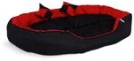 Lionto 4-in-1 Hundebett, Hundekissen, Hundek&ouml;rbchen Mit Wendekissen, Schwarz/rot,