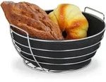 Relaxdays Brotkorb Metall, Mit Entnehmbarem Stoffeinsatz, Rund, Fr&uuml;hst&uuml;ckskorb F&uuml;r