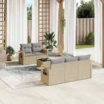 6-tlg. Garten-sofagarnitur Mit Kissen Beige Poly Rattan - Vidaxl