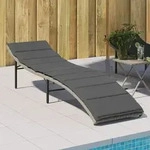 Sonnenliege Mit Kissen Hellgrau 55x199x50 Cm Poly Rattan - Vidaxl