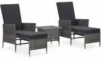 3-tlg. Garten-lounge-set Mit Kissen Poly Rattan Grau - Vidaxl