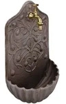 Wandbrunnen, Mit Wasserhahn, Waschbecken Garten, Gusseisen, Hxbxt: 40 X 24 X 15 Cm,