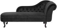 Beliani - Chaiselongue Rechtsseitig Schwarz Samtstoff Holzf&uuml;&szlig;e Glamour&ouml;s
