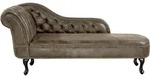 Beliani - Chaiselongue Linksseitig Dunkelbraun Kunstleder Holzf&uuml;&szlig;e Glamour&ouml;s