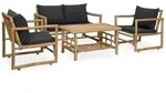 4-tlg. Garten-lounge-set Mit Auflagen Bambus Vidaxl