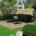 6-tlg. Garten-lounge-set Mit Auflagen Schwarz Pvc - Vidaxl